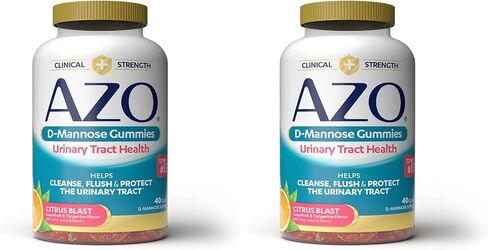 AZO D Mannose Urinary Tract Health Gummies, 40 Count, Clinical Strength 2000mg, Helps Cleanse, Flush & Protect, No.1 Pharmacist Recommended Brand, Vegan Tangy Citrus Blast Flavor, Non-GMO, Gluten Free in Saudi Arabia