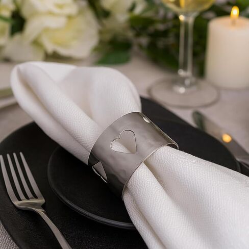 Napkin Rings Set of 6 for Dining Table | Star Cut Hammered Gold Finish Metal Napkin Holders for Festive, Wedding, Party & Home Decor (Pack of 6) Napkin_ringA_6S in Saudi Arabia