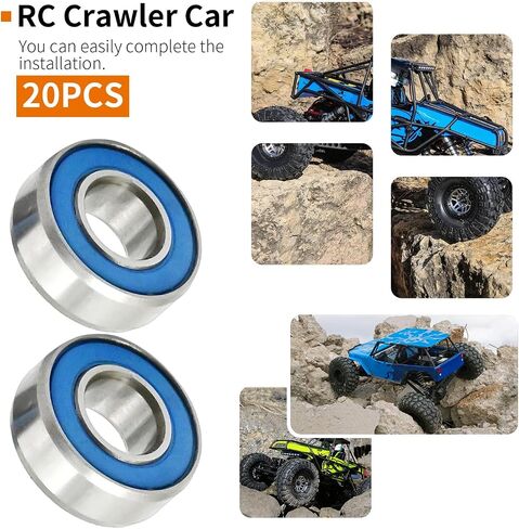 20Pcs RC Metal Ball Bearings with Rubber Ring Axle Bearing Set, SCX24 Rubber Sealed Bearings Set, 1/24 RC Crawler Car for Axial SCX24 Upgrades Parts in Saudi Arabia