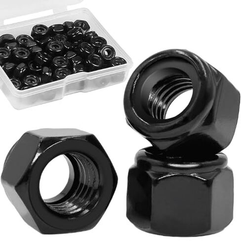 Hex Lock Nuts - M10 × 1.5 مم من النايلون الصلب الكربوني إدراج المكسرات القفل الذاتي لسحبات ، 15pcs أسود (15pcs M10) in Kuwait