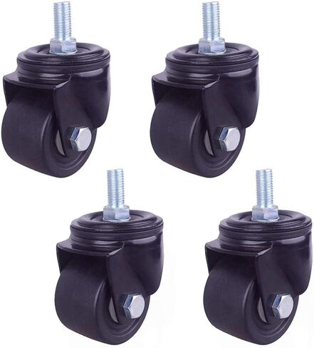 عجلات Castor الثقيلة-4pcs عجلات Devivel Devivel العجلات ، وأعلاق الأثاث الصناعي في النايلون ، والأسود ، مع ساق ملولبة M12x25mm ، محمل مزدوج ، مقاومة للارتداء ، وسعة 600 كيلوغرام ، للعربة in Kuwait