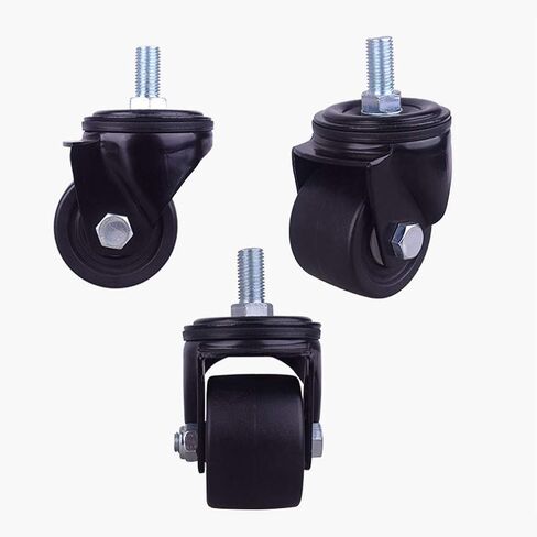 عجلات Castor الثقيلة-4pcs عجلات Devivel Devivel العجلات ، وأعلاق الأثاث الصناعي في النايلون ، والأسود ، مع ساق ملولبة M12x25mm ، محمل مزدوج ، مقاومة للارتداء ، وسعة 600 كيلوغرام ، للعربة in Kuwait