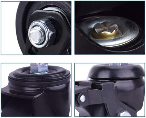 عجلات Castor الثقيلة-4pcs عجلات Devivel Devivel العجلات ، وأعلاق الأثاث الصناعي في النايلون ، والأسود ، مع ساق ملولبة M12x25mm ، محمل مزدوج ، مقاومة للارتداء ، وسعة 600 كيلوغرام ، للعربة in Kuwait