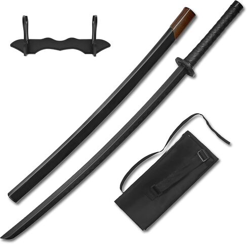 Samurai Katana Sword الياباني - شفرة تانغ كاملة من الصلب الكربوني الكامل مع حامل عرض ، سيف تقليدي IAIDO للديكور المنزلي والهدية in Kuwait