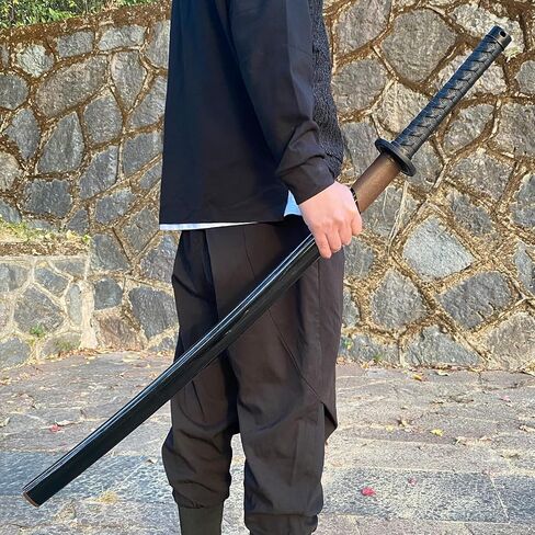 Samurai Katana Sword الياباني - شفرة تانغ كاملة من الصلب الكربوني الكامل مع حامل عرض ، سيف تقليدي IAIDO للديكور المنزلي والهدية in Kuwait