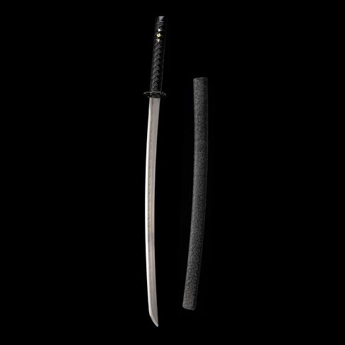 Samurai Katana Sword الياباني - شفرة تانغ كاملة من الصلب الكربوني الكامل مع حامل عرض ، سيف تقليدي IAIDO للديكور المنزلي والهدية in Kuwait