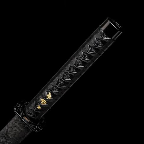 Samurai Katana Sword الياباني - شفرة تانغ كاملة من الصلب الكربوني الكامل مع حامل عرض ، سيف تقليدي IAIDO للديكور المنزلي والهدية in Kuwait