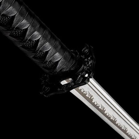 Samurai Katana Sword الياباني - شفرة تانغ كاملة من الصلب الكربوني الكامل مع حامل عرض ، سيف تقليدي IAIDO للديكور المنزلي والهدية in Kuwait