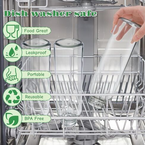 8 Pack Glass Juice Bottles with Lids, 18 Oz Reusable Glass Water Bottle with Brush Protective Sleeve, Portable Clear Glasses Containers Drinking Jars for Smoothie, Milk, Juice, Tea, Leakproof in Saudi Arabia