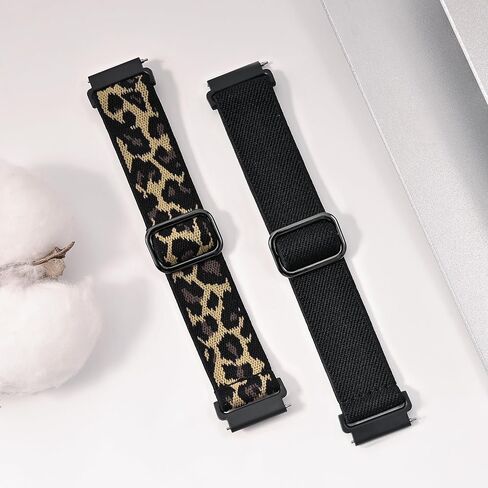 2 Pack Elastic Band Compatible with Garmin Venu 3S/Vivoactive 4S/Venu 2S/Vivomove 3S, 18mm Adjustable Nylon Sport Strap for Forerunner 265S/255S Men and Women in Kuwait