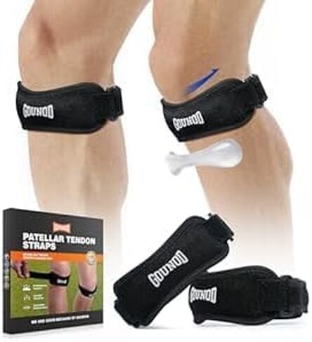 حزمة دعم الأوتار Gounod Patellar 2 ، حزام الركبة لتخفيف آلام الركبة ، فرقة الرضفة لكرة السلة ، ركبة اللاعبين ، التهاب الأوتار ، الجري ، المشي لمسافات طويلة ، كرة القدم ، Osgood Schlatter （Black） in Kuwait