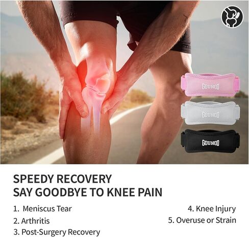 حزمة دعم الأوتار Gounod Patellar 2 ، حزام الركبة لتخفيف آلام الركبة ، فرقة الرضفة لكرة السلة ، ركبة اللاعبين ، التهاب الأوتار ، الجري ، المشي لمسافات طويلة ، كرة القدم ، Osgood Schlatter （Black） in Kuwait