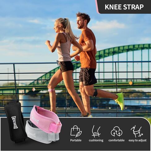 حزمة دعم الأوتار Gounod Patellar 2 ، حزام الركبة لتخفيف آلام الركبة ، فرقة الرضفة لكرة السلة ، ركبة اللاعبين ، التهاب الأوتار ، الجري ، المشي لمسافات طويلة ، كرة القدم ، Osgood Schlatter （Black） in Kuwait