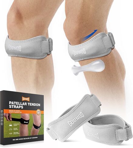 حزمة دعم الأوتار Gounod Patellar 2 ، حزام الركبة لتخفيف آلام الركبة ، فرقة الرضفة لكرة السلة ، ركبة اللاعبين ، التهاب الأوتار ، الجري ، المشي لمسافات طويلة ، كرة القدم ، Osgood Schlatter （Black） in Kuwait