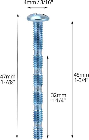 Qwork 100 pack truss head break بعيدا عن المسمار ، #8-32 الخيط ، طوله 1-3/4 بوصة ، فولاذ مطلي بالزنك ، مسامير آلة الطويلة الطويلة لأدراج الخزانة ومقابض الأبواب ومقابضها in Saudi Arabia