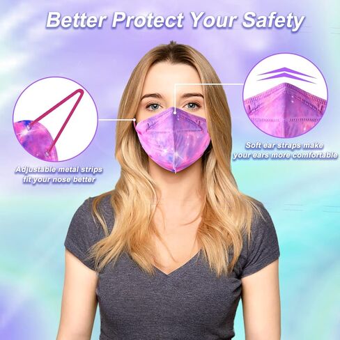 أقنعة الوجه Rasav KN95 ، قناع سلامة الغبار مريح 5 طبقة ، قناع التصميم الملون kn95 للنساء ، الرجال in Kuwait