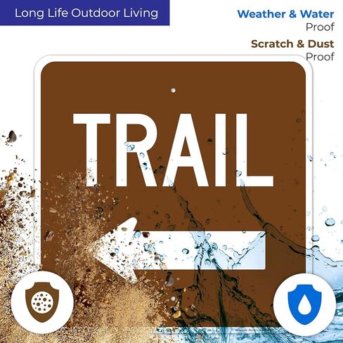 Trail with Left Arrow Sign, 12x12 Inches, Rust Free .040 Aluminum, Fade Resistant, Made in USA in Saudi Arabia