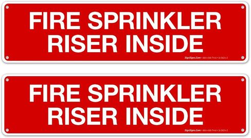 Fire Sprinkler Riser Inside Sign, Fire Safety Sign, (2 Pack) 3x12 Inches, 4 Mil Vinyl Decal Stickers UV Protected, Made in USA in Saudi Arabia