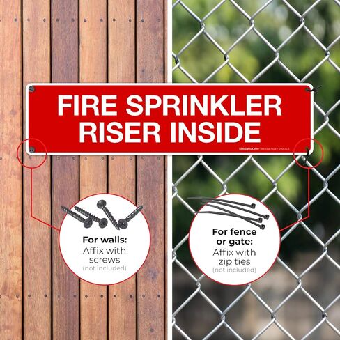 Fire Sprinkler Riser Inside Sign, Fire Safety Sign, (2 Pack) 3x12 Inches, 4 Mil Vinyl Decal Stickers UV Protected, Made in USA in Saudi Arabia
