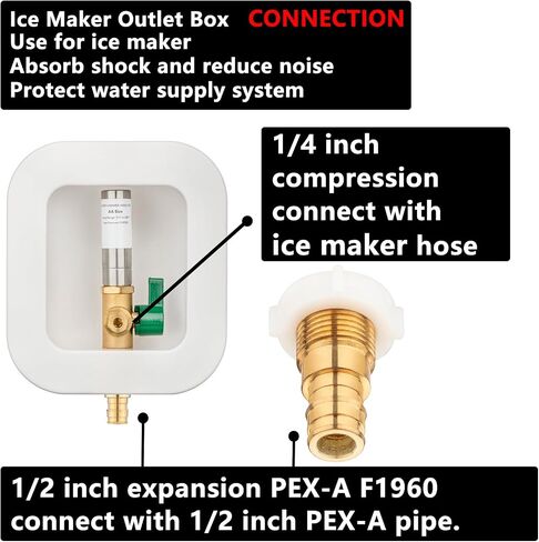 (1 Pack) Lidertik 1/2 NPT inch Thread or Sweat Pre-Assembled Ice Maker Outlet Box Valve 1/4 inch Recessed Refrigerator Water Line Wall Box with Shut Off Valve LI-ZBQH-510-LK in Saudi Arabia