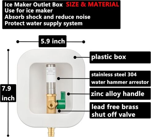 (1 Pack) Lidertik 1/2 NPT inch Thread or Sweat Pre-Assembled Ice Maker Outlet Box Valve 1/4 inch Recessed Refrigerator Water Line Wall Box with Shut Off Valve LI-ZBQH-510-LK in Saudi Arabia