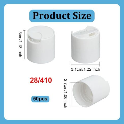 OLYCRAFT 50PCS أبيض للقرص البلاستيكي العلوي 22/410 استبدال أغطية القرص للزجاجة 22 مم غطاء العمود الداخلي للعمود للزجاجات البلاستيكية زجاجة قابلة لإعادة ملء الزجاجة in Kuwait