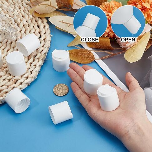 OLYCRAFT 50PCS أبيض للقرص البلاستيكي العلوي 22/410 استبدال أغطية القرص للزجاجة 22 مم غطاء العمود الداخلي للعمود للزجاجات البلاستيكية زجاجة قابلة لإعادة ملء الزجاجة in Kuwait