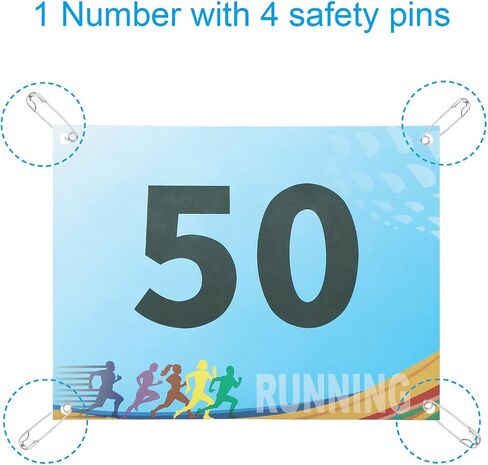 PATIKIL Tearproof Running Bib Numbers 7x6 Inch, 201-300 Race Competitor Numbers with Safety Pin for Marathon Sports Game Competition Runner, Multicolor in Saudi Arabia