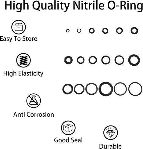 18 Size 270 Pcs O Rings Assortment Kit, Nitrile Rubber Gasket Sealing O-Ring Set for Car, Automotive, Faucet, Hose, Vehicle Repair, Pressure Washer Plumbing Air or Gas, Resist Oil Heat, Green in Kuwait