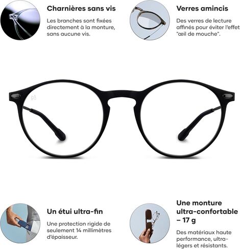 NOOZ Optics Reading Glasses - Round Shape - Magnifying Readers for Men and Women - Cruz Model Essential Collection in Kuwait