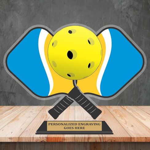 Trophy Outlet Pickleball Doubles Paddle Trophy with Custom Engraving – Unique Acrylic Award for Tournaments, Teams & Competitions – Crossed Paddle Design in Saudi Arabia