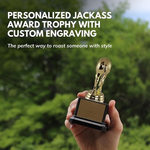 Trophy Outlet Jackass Award Trophy – Funny Gag Gift for Coworkers, Friends, or Family – Custom Engraved Trophy – Great for Work Pranks or Office Humor – Made in The USA in Saudi Arabia