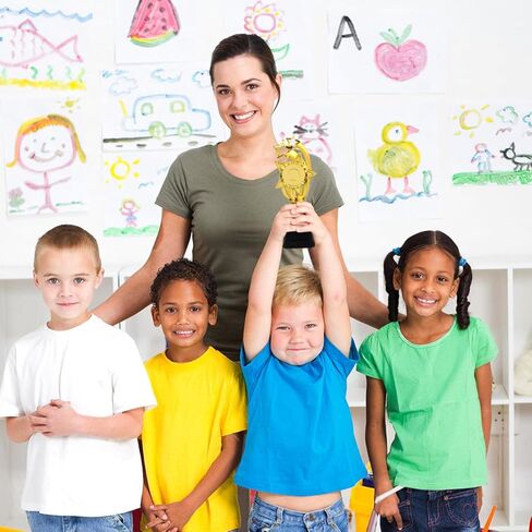 Golden Plastic Kids Trophy - 9.84 بوصة جائزة الكأس متعددة الوظائف لتخرج رياض الأطفال ، وزينة الفصول الدراسية ، والمسابقات ، والاحتفالات in Kuwait