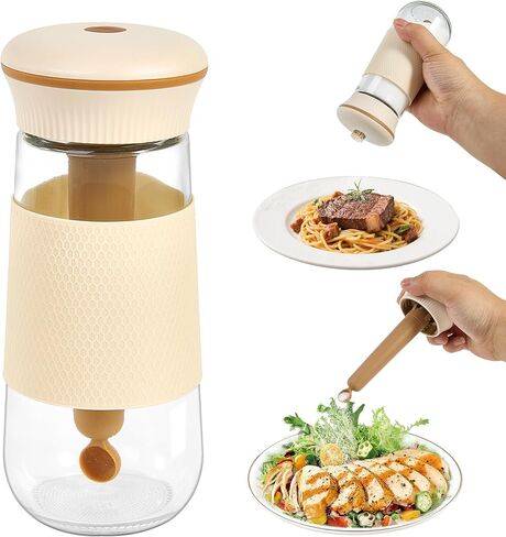 Salt Shakers for Kitchen with Measuring Spoon, BPA-Free Glass 2-in-1 Spice Jars Shake Less Salt & 1g Scoop, Salt Container for Low Sodium and Salt People, Easy Filling（1PCS） in Kuwait