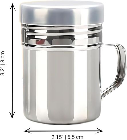 الملح الفولاذ المقاوم للصدأ الملح شاكر - شاكر الملح السكر متعدد الاستخدامات ورشاش الفشار مع مقبض الغطاء والغسيضة | 6 أوقية ، حزمة 2 in Kuwait