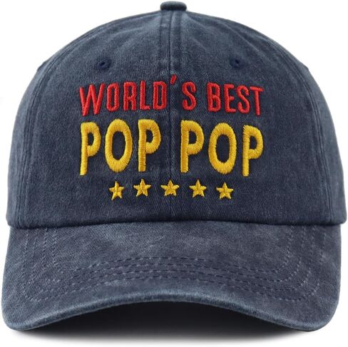 World's Best Grandpa Pop Pop Pops Uncle Hat for Men, Adjustable Embroidered Cotton Baseball Cap in Saudi Arabia
