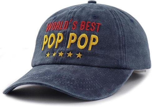 World's Best Grandpa Pop Pop Pops Uncle Hat for Men, Adjustable Embroidered Cotton Baseball Cap in Saudi Arabia