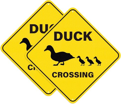 2 Pack Duck Crossing Sign 12x12 Inch Engineer Grade Almency Aluminium Animal Purting Signs Protect Duck Black Text with yellow background in Kuwait
