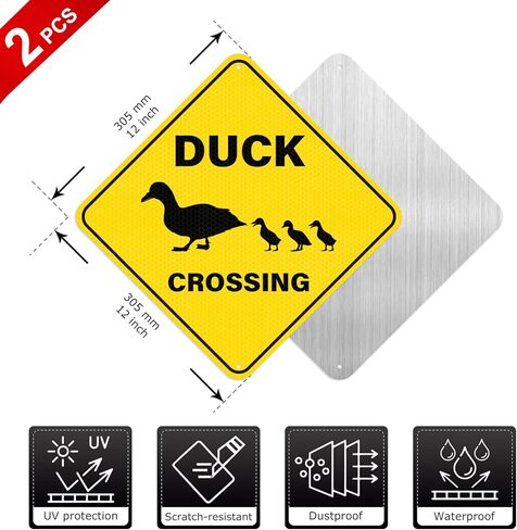2 Pack Duck Crossing Sign 12x12 Inch Engineer Grade Almency Aluminium Animal Purting Signs Protect Duck Black Text with yellow background in Kuwait