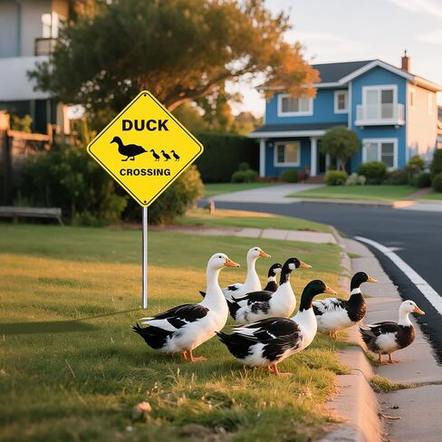 2 Pack Duck Crossing Sign 12x12 Inch Engineer Grade Almency Aluminium Animal Purting Signs Protect Duck Black Text with yellow background in Kuwait
