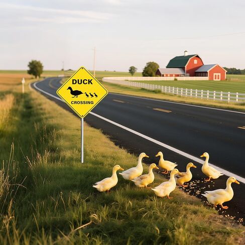 2 Pack Duck Crossing Sign 12x12 Inch Engineer Grade Almency Aluminium Animal Purting Signs Protect Duck Black Text with yellow background in Kuwait