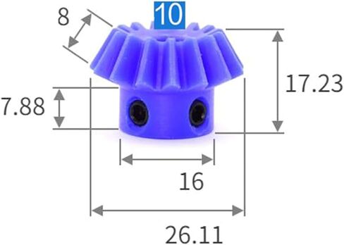 محرك التروس المائل ， الزاوية اليمنى ، علبة التروس 1PC 1.5 وحدات 15/18/20/30/36/36/40T تروس نايلون زرقاء للمحرك ، نسبة السرعة 1: 2 ، التجويف 15 مم (1.5 معامل 20 أسنان ، تجويف 10 مم) in Saudi Arabia