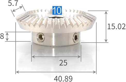 Small Bevel Gear, 1pc 1 Modules 20T/40T Stainless Steel Bevel Gear for Motor, Speed Ratio 1:2, Bore 10mm(1 Modulus 40 Teeth,Bore 8mm) in Saudi Arabia