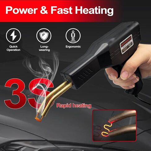 220W Plastic Welder, 1000PCS Hot Stapler Plastic Welding Kit, Plastic Welder Gun Kit with LED light, AC110v-130v, 6 Types Hot Stapler for Car Bumper and Most Plastic Repair (Red) in Saudi Arabia