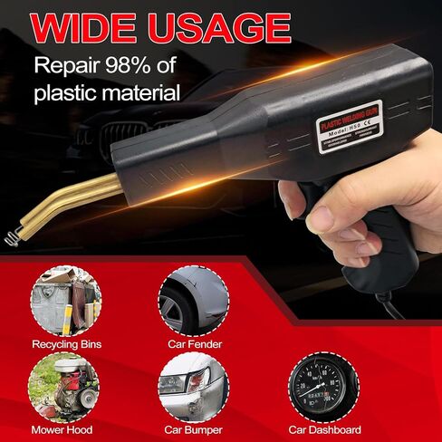 220W Plastic Welder, 1000PCS Hot Stapler Plastic Welding Kit, Plastic Welder Gun Kit with LED light, AC110v-130v, 6 Types Hot Stapler for Car Bumper and Most Plastic Repair (Red) in Saudi Arabia