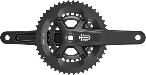microSHIFT Sword Black 2X Crankset - 9-Speed, 46/29t, 110/80 Asym BCD, JIS Square Taper Spindle Interface, Black in Saudi Arabia