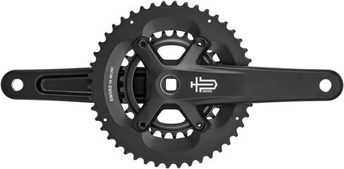 microSHIFT Sword Black 2X Crankset - 9-Speed, 46/29t, 110/80 Asym BCD, JIS Square Taper Spindle Interface, Black in Saudi Arabia
