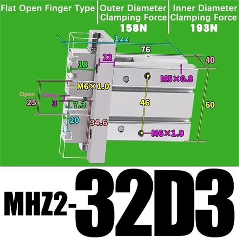 MHZ2-10/16/25/32/40D1/D2/D3 Pneumatic Finger Cylinder Parallel Gripper Side Thread Aluminium Clamps(MHZ2-32D3) in Kuwait