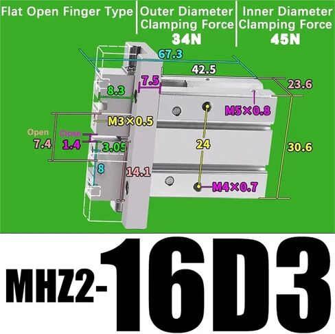 MHZ2-10/16/25/32/40D1/D2/D3 Pneumatic Finger Cylinder Parallel Gripper Side Thread Aluminium Clamps(MHZ2-32D3) in Kuwait