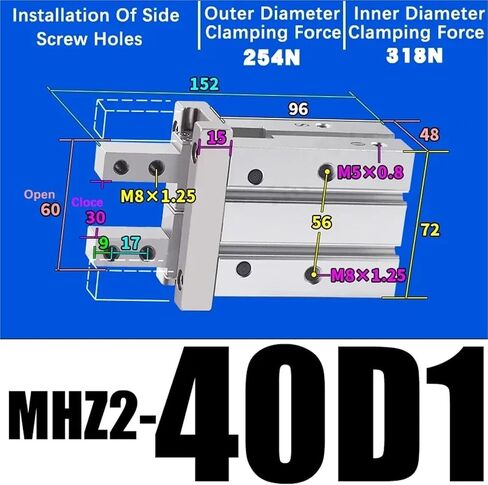 MHZ2-10/16/25/32/40D1/D2/D3 Pneumatic Finger Cylinder Parallel Gripper Side Thread Aluminium Clamps(MHZ2-32D3) in Kuwait